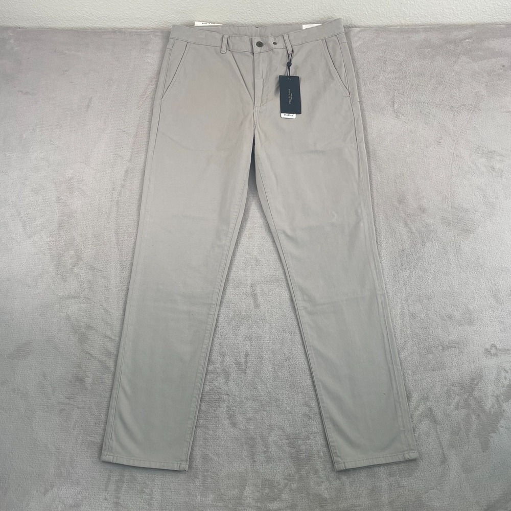 Rag Bone NY Fit 2 Chino Pants Men 36x32 Fog Grey Slim‎ Fit Stretch NWT $195
